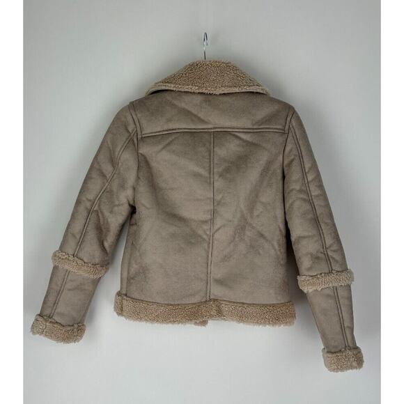 Miss Selfridge Womens Stone Mid Length Aviator Jacket Side Zip Size 2 NWT - Picture 5 of 9